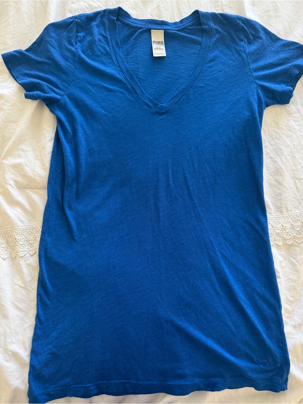 PINK Victoria's Secret Blue V-Neck Short Sleeve Tunic